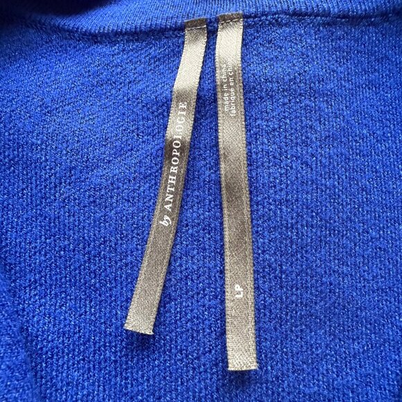 Anthropologie Size L Petite Blue Knit Long Sleeve Half Zip Sweater Mini Dress - Picture 6 of 16